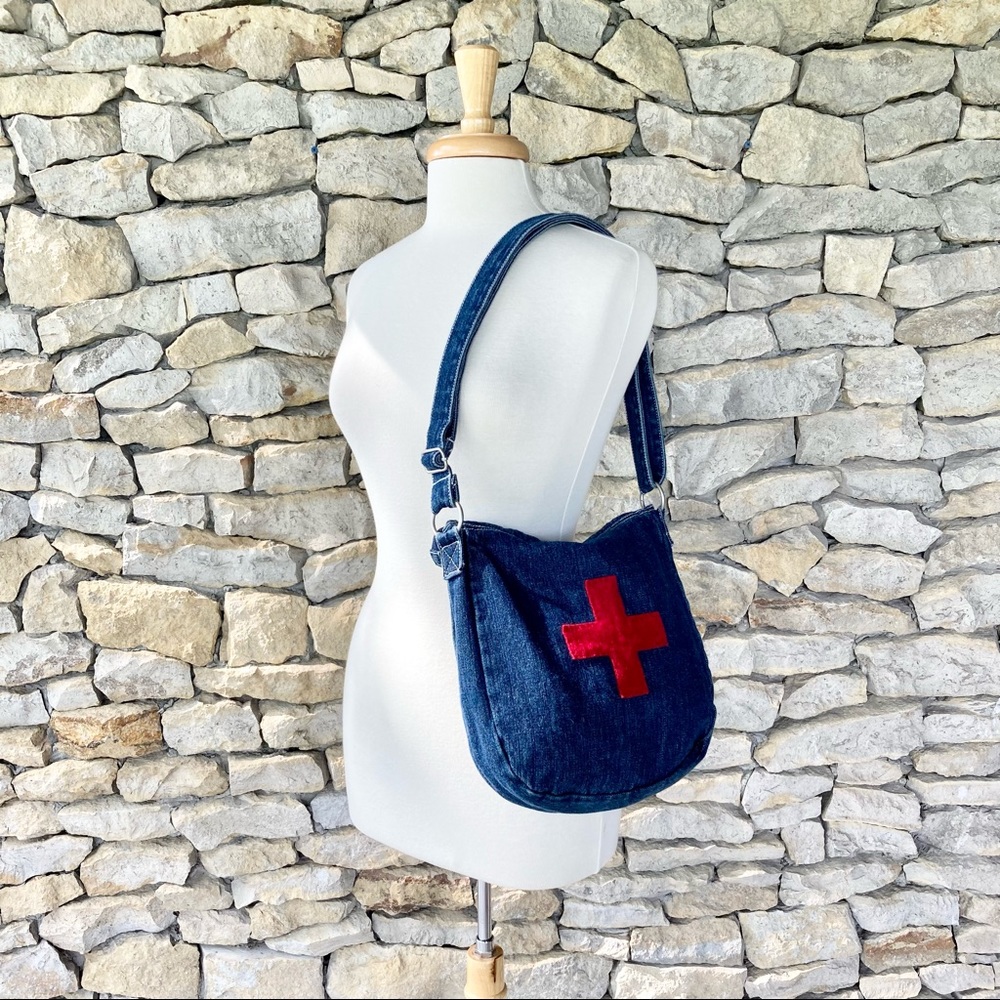 Swiss Army Denim Crossbody / Shoulder Bag Purse - Picture 4 of 14